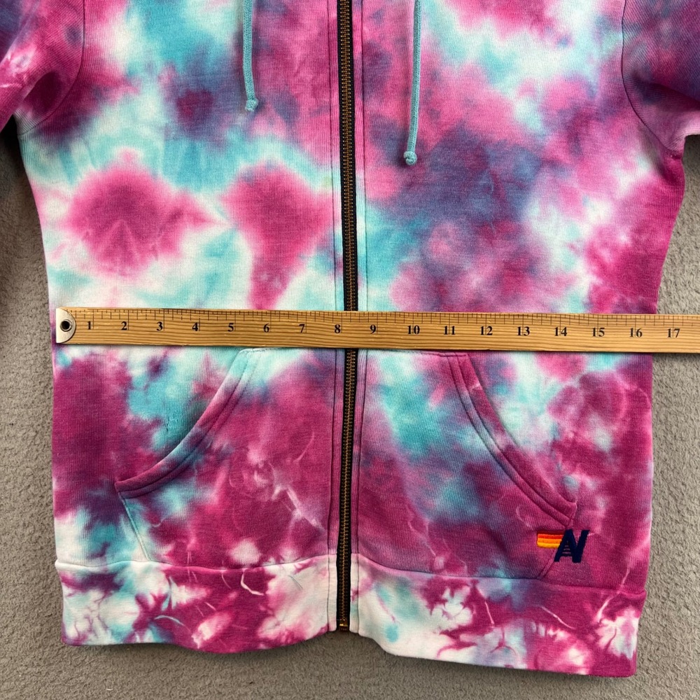 Aviator Nation Pink Blue Tie Dye Full Zip Hoodie Sweatshirt Womens Small Logo - Picture 8 of 12